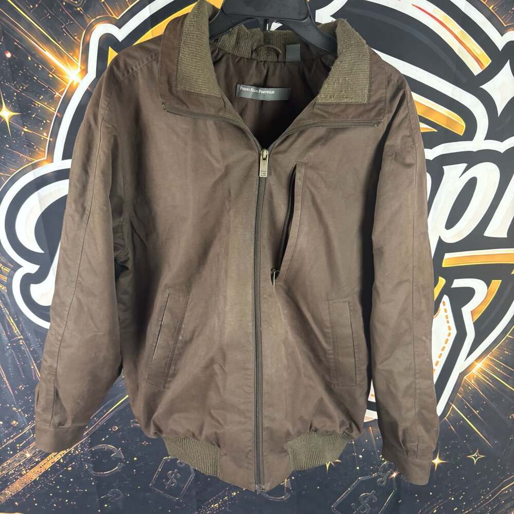 Perry Ellis Portfolio Men's Brown Zip Bomber Jacket Size M